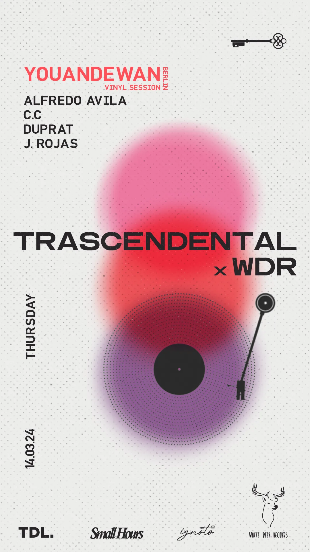 Flyer de Trascendental x White Deer Records: Youandewan